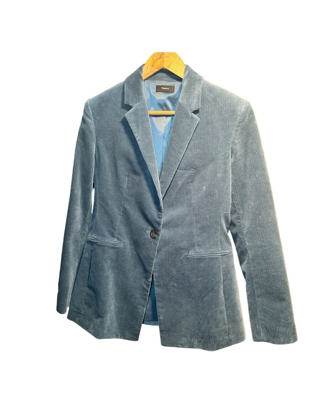 Theory corduroy women blazer SZ 8 (M) blue - turquoise - Picture 3 of 10